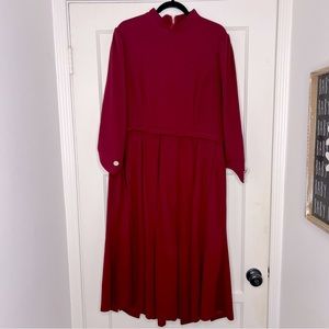 ❤️Rich Red Long Dress with diamond button detail on sleeve✨SHEIN Curve✨3XL